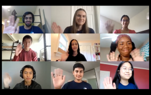 A grid of students smiling and waving.